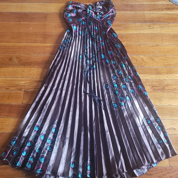 NWOT HandMade Peacock Maxi Dress - Picture 2 of 7